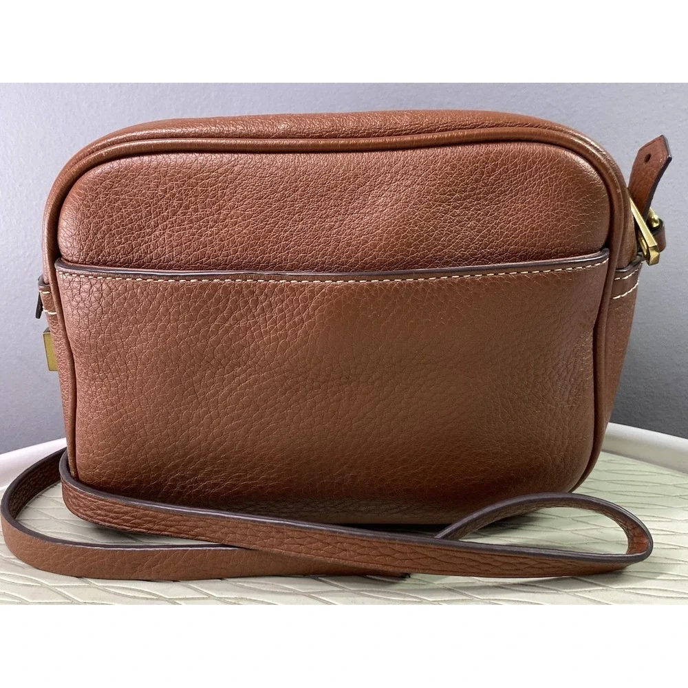 J CREW Women's Signet Crossbody Purse Chestnut‎ Brown Italian leather Bag 6x8x3